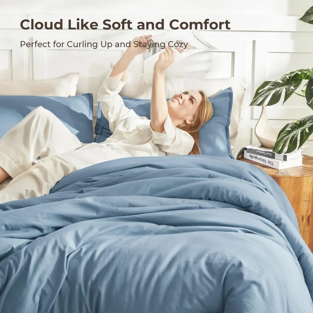 Oversized King Comforter Set, 3 Pc Grayish Blue Soft Fluffy Down Alternative
